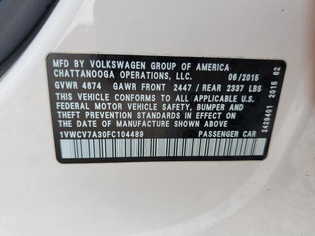 2015 VOLKSWAGEN PASSAT SEL - 1VWCV7A30FC104489