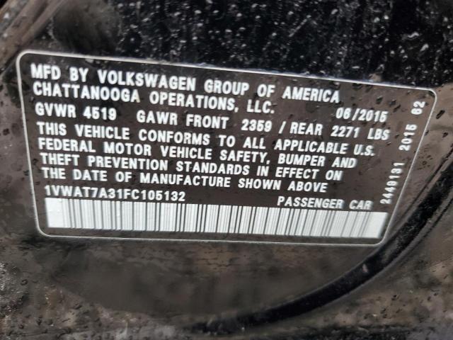 VIN 1VWAT7A31FC105132 2015 VOLKSWAGEN PASSAT no.12