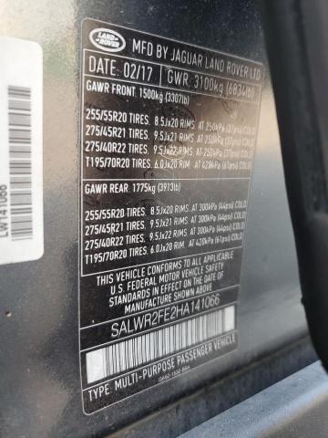 2017 LAND ROVER RANGE ROVE - SALWR2FE2HA141066
