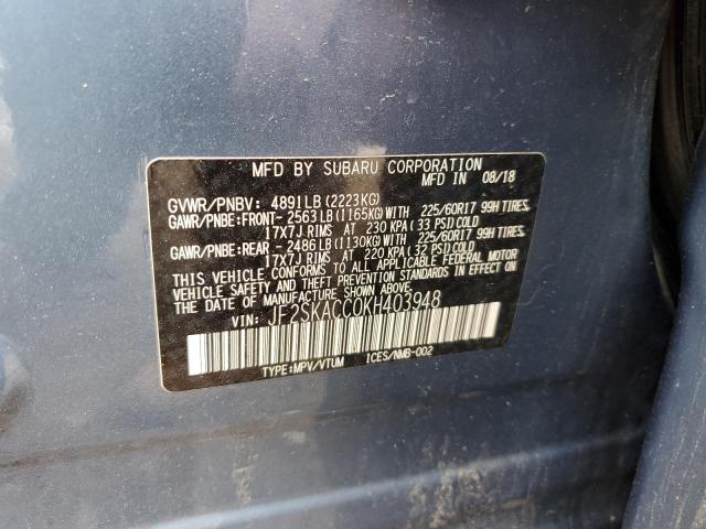 2019 SUBARU FORESTER JF2SKACC0KH403948