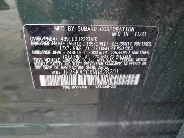 2022 SUBARU FORESTER JF2SKACCXNH428201