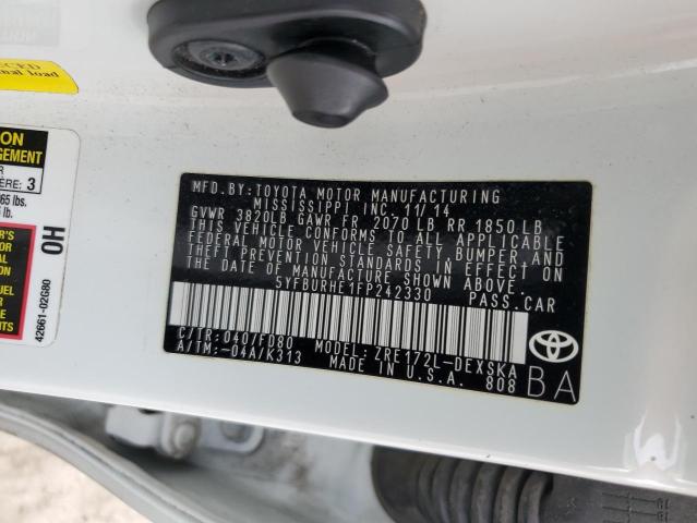 VIN 5YFBURHE1FP242330 2015 Toyota Corolla, L no.12