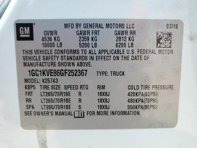 2016 CHEVROLET SILVERADO - 1GC1KVE86GF252367