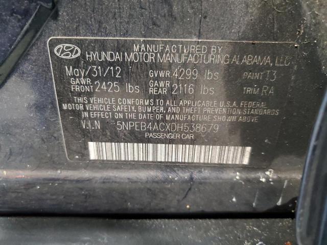 VIN 5NPEB4ACXDH538679 2013 Hyundai Sonata, Gls no.12