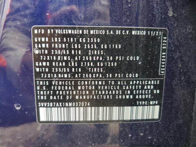 2022 VOLKSWAGEN TIGUAN SE - 3VV3B7AX1NM037074