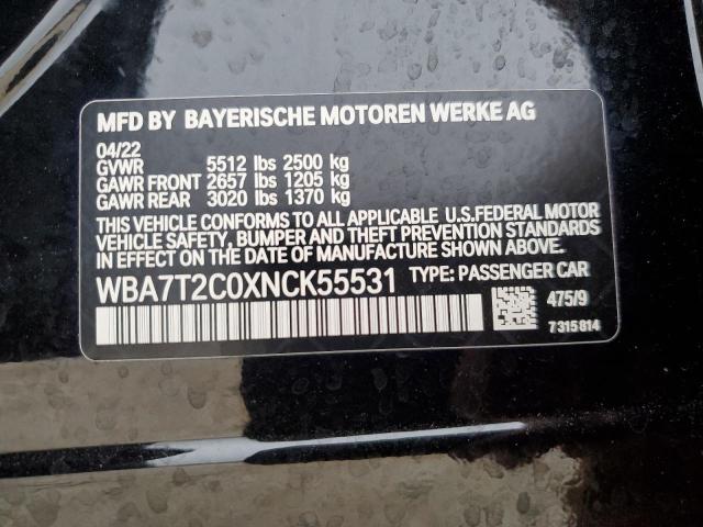 VIN WBA7T2C0XNCK55531 2022 BMW 7 Series, 740 I no.13