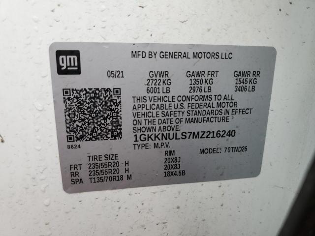 2021 GMC ACADIA SLT - 1GKKNULS7MZ216240
