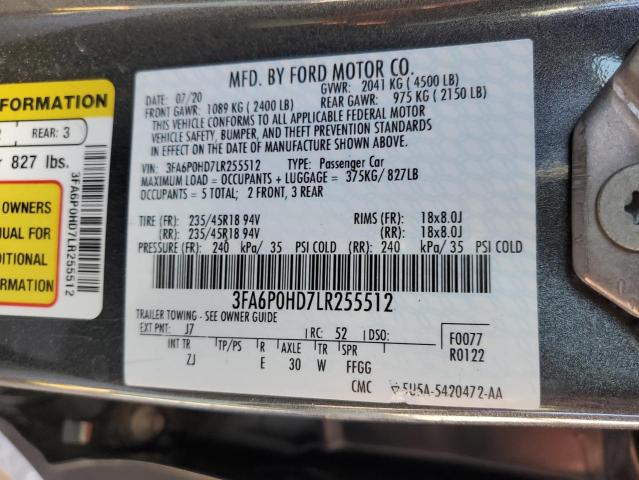 VIN 3FA6P0HD7LR255512 2020 Ford Fusion, SE no.13