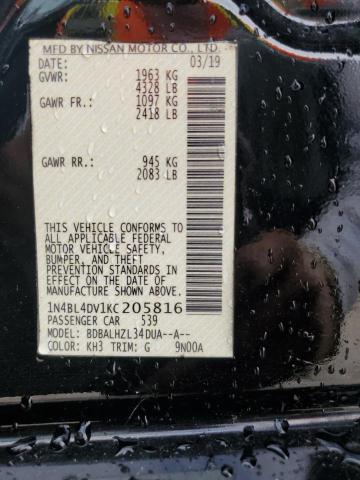 2019 NISSAN ALTIMA SV - 1N4BL4DV1KC205816