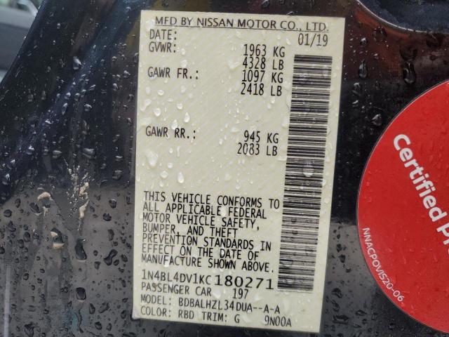 2019 NISSAN ALTIMA SV - 1N4BL4DV1KC180271