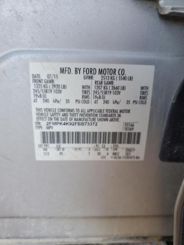 VIN 2FMPK4K92FBB73372 2015 Ford Edge, Titanium no.14