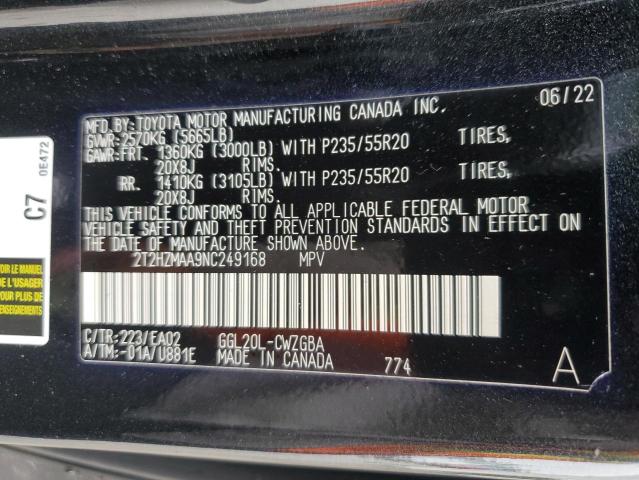 VIN 2T2HZMAA9NC249168 2022 Lexus RX, 350 no.13