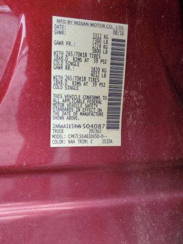 2017 NISSAN TITAN SV 1N6AA1E54HN504087