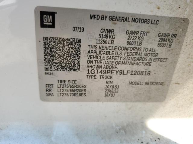 VIN 1GT49PEY9LF120816 2020 GMC Sierra, K2500 At4 no.12