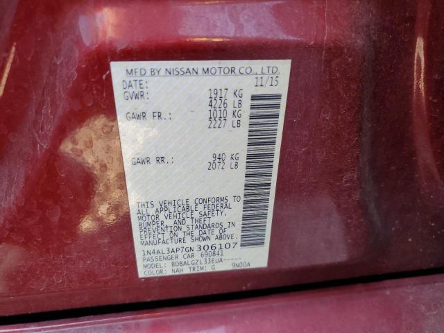 VIN 1N4AL3AP7GN306107 2016 Nissan Altima, 2.5 no.12