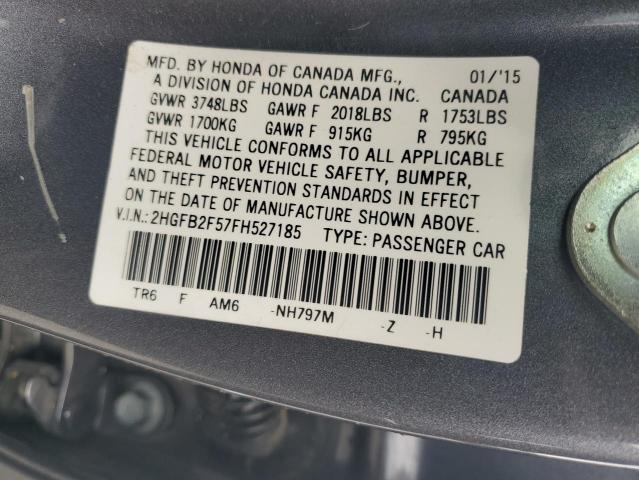 VIN 2HGFB2F57FH527185 2015 Honda Civic, LX no.13