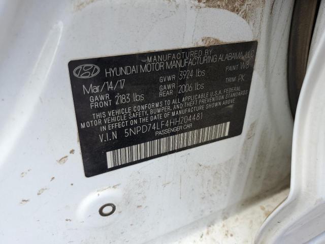 VIN 5NPD74LF4HH204481 2017 Hyundai Elantra, SE no.12