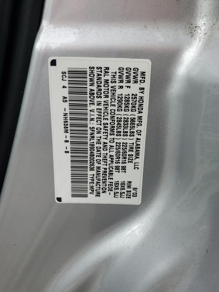 Lot #2974801266 2004 HONDA ODYSSEY EX