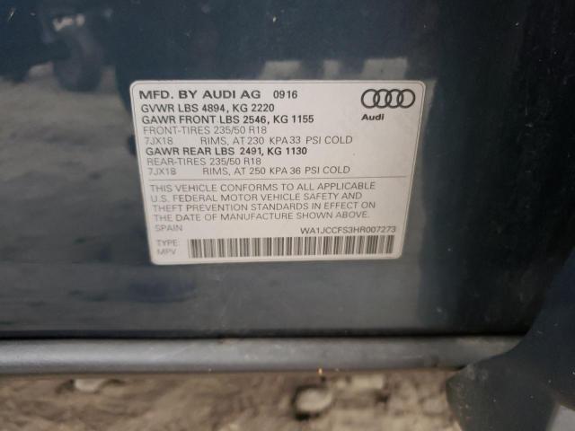 VIN WA1JCCFS3HR007273 2017 Audi Q3, Premium Plus no.14