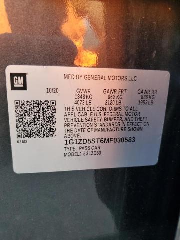 2021 CHEVROLET MALIBU LT - 1G1ZD5ST6MF030583