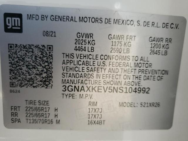 2022 CHEVROLET EQUINOX LT - 3GNAXKEV5NS104992
