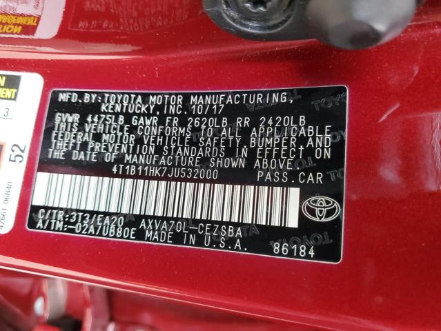 2018 TOYOTA CAMRY L - 4T1B11HK7JU532000