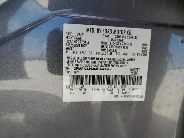 2021 FORD EDGE SEL - 2FMPK3J94MBA43649
