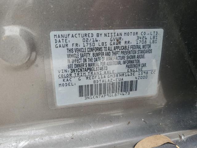 2016 NISSAN VERSA S 3N1CN7AP9GL874673  73012654