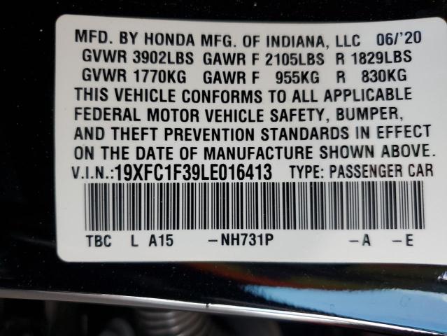 VIN 19XFC1F39LE016413 2020 Honda Civic, EX no.12