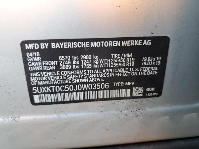 VIN 5UXKT0C50J0W03506 2018 BMW X5 no.13