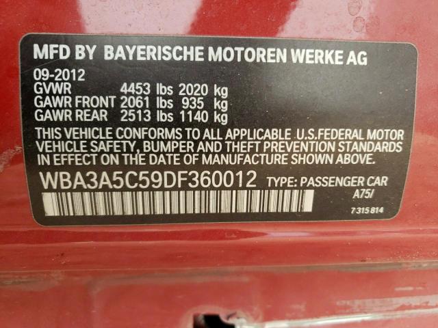 VIN WBA3A5C59DF360012 2013 BMW 3 Series, 328 I no.12