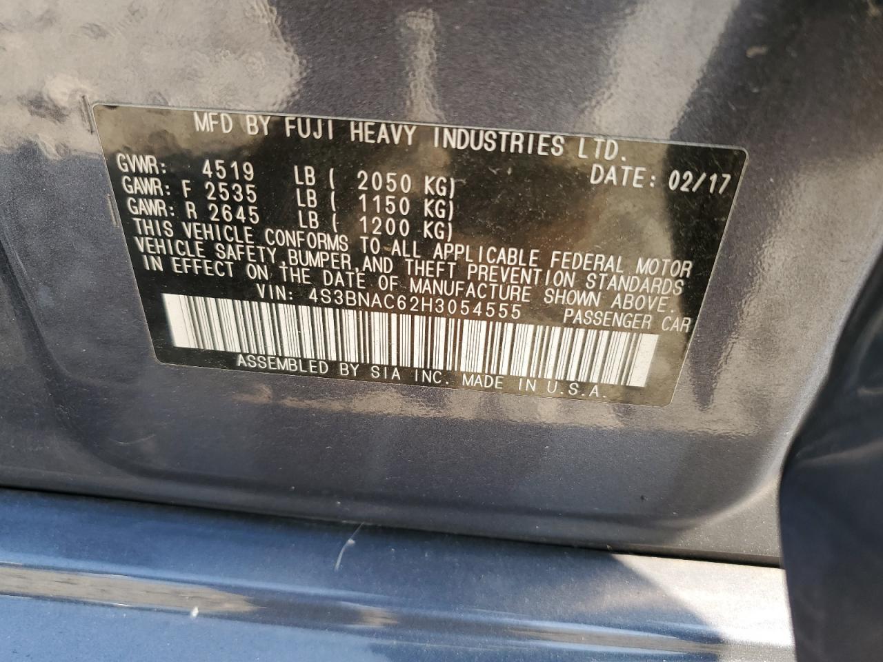 Lot #2855536657 2017 SUBARU LEGACY 2.5