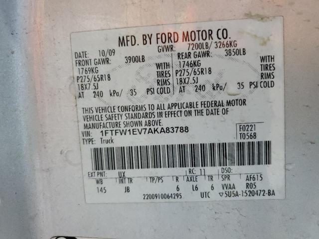 2010 FORD F150 SUPER 1FTFW1EV7AKA83788  69060034