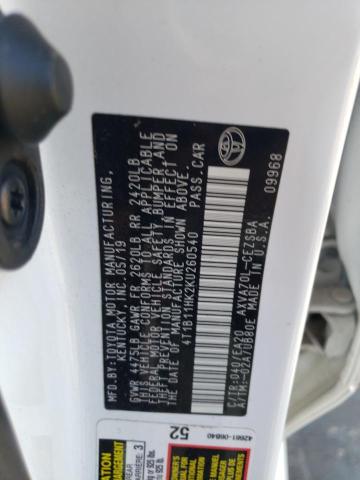 2019 TOYOTA CAMRY L - 4T1B11HK2KU260540