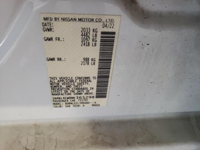2022 NISSAN ALTIMA SR - 1N4BL4CW0NN365298