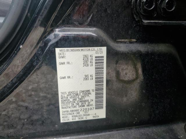 2019 NISSAN ALTIMA S - 1N4BL4BVXKC220107