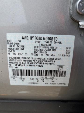 2022 FORD EXPLORER T - 1FMSK8JH5NGC44520
