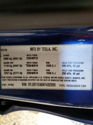 VIN 5YJ3E1EA8KF432099 2019 TESLA MODEL 3 no.12