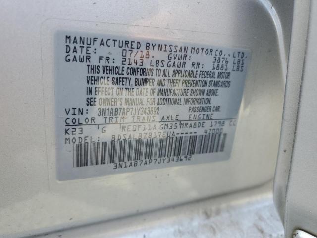 VIN 3N1AB7AP7JY343692 2018 Nissan Sentra, S no.13