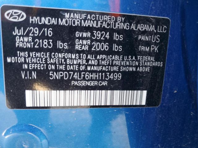 2017 HYUNDAI ELANTRA SE - 5NPD74LF6HH113499