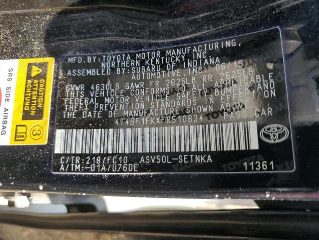 VIN 4T4BF1FKXFR510834 2015 Toyota Camry, LE no.13