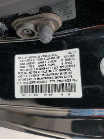 2017 HONDA CIVIC EXL - 2HGFC3B79HH360115