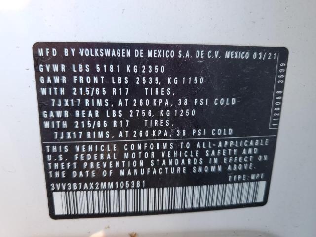 2021 VOLKSWAGEN TIGUAN SE 3VV3B7AX2MM105381  70713054