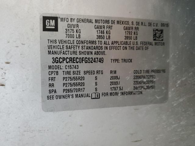 2015 CHEVROLET SILVERADO - 3GCPCREC0FG524749