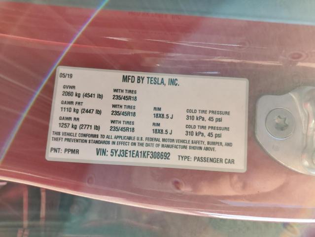 VIN 5YJ3E1EA1KF308692 2019 Tesla MODEL 3 no.12