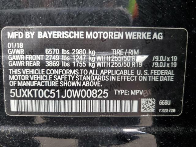 VIN 5UXKT0C51J0W00825 2018 BMW X5, Xdr40E no.13