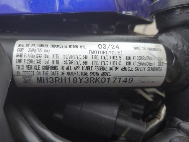 2024 YAMAHA YZFR3 A - MH3RH18Y3RK017149