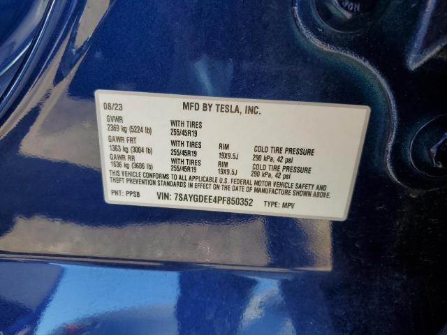 VIN 7SAYGDEE4PF850352 2023 TESLA MODEL Y no.12