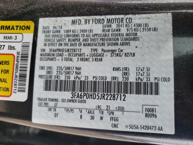 VIN 3FA6P0HD5JR228712 2018 Ford Fusion, SE no.12