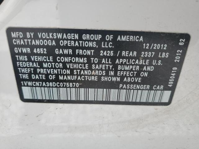 VIN 1VWCN7A36DC075870 2013 VOLKSWAGEN PASSAT no.12